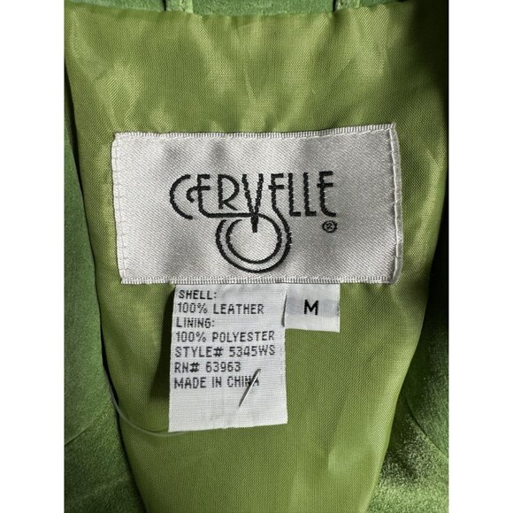 Vintage Green Leather Blazer Jacket‎ Cervelle M Rose Detail Womens Cottagecore - Picture 5 of 6